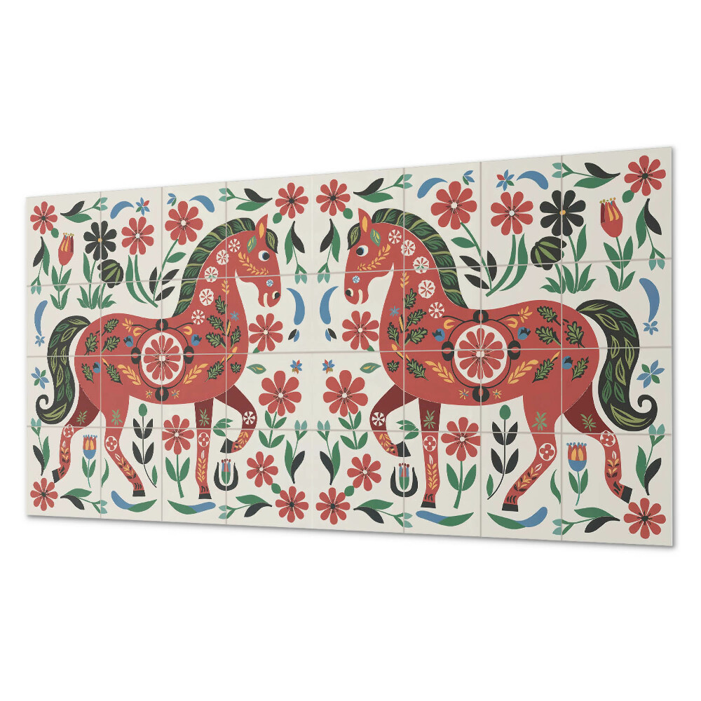 Panou decorativ pvc Motiv floral cu un cal