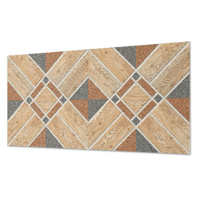 Panou perete Model geometric cu lemn natural