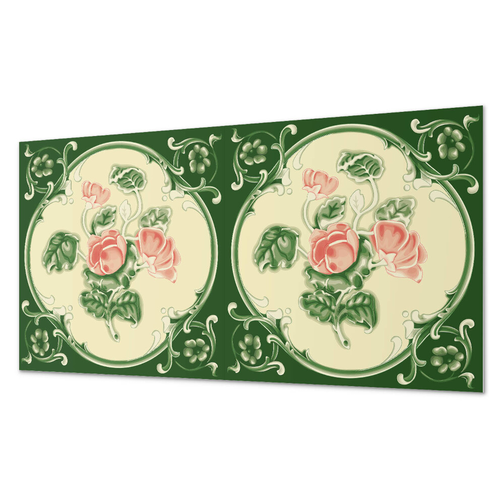 Panou de perete bucatarie Motiv floral cu frunze verzi