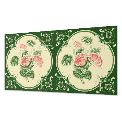 Panou de perete bucatarie Motiv floral cu frunze verzi