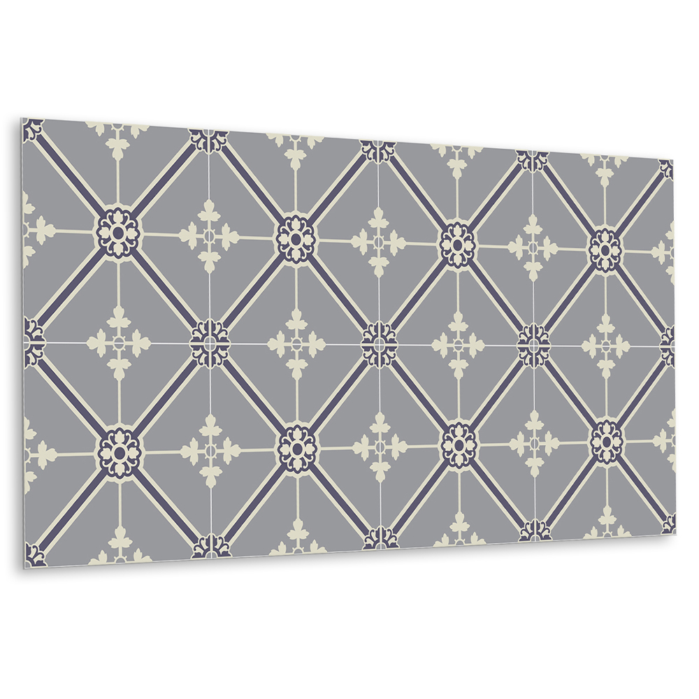 Panou decorativ perete Model floral pe fundal gri