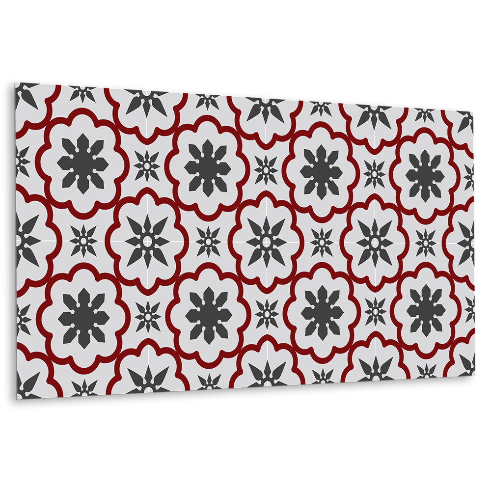 Panou decorativ Model floral în nuanțe de gri și roșu