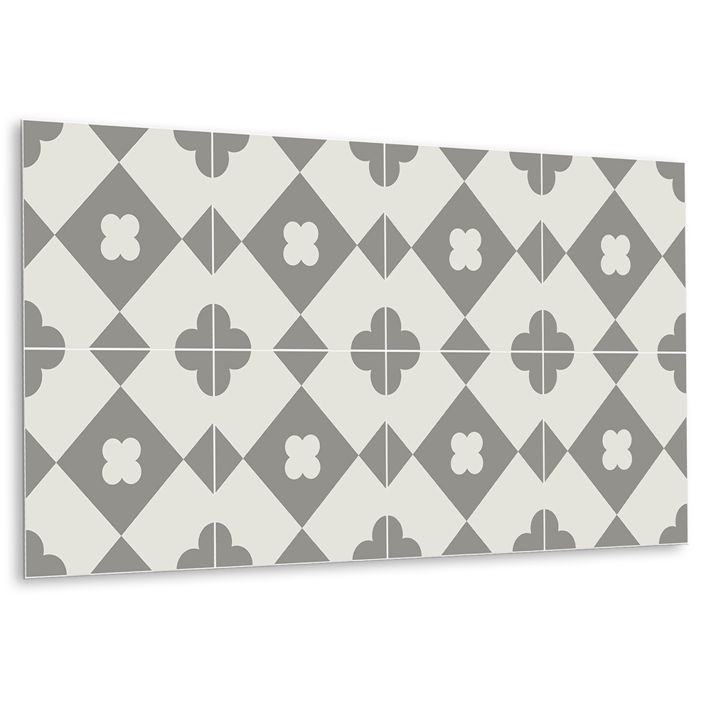 Panou decorativ bucatarie Mozaic floral gri și alb