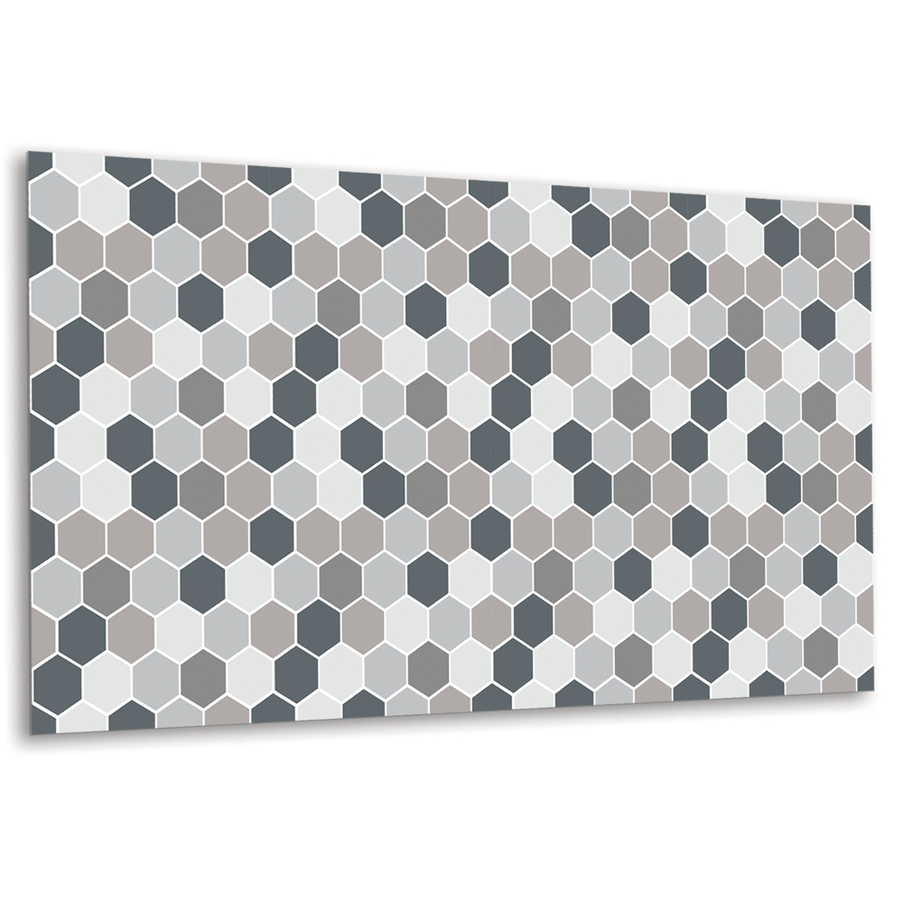 Panou decorativ hexagoane gri pe fundal alb