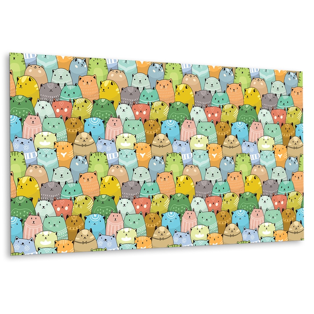 Panou decorativ perete Pisici vesele în modele colorate