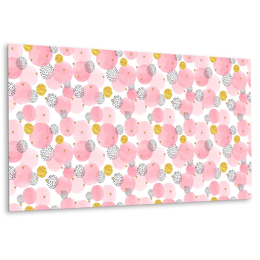 Panou decorativ bucatarie Cercuri roz cu detalii aurii