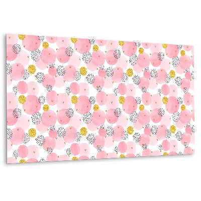 Panou decorativ bucatarie Cercuri roz cu detalii aurii