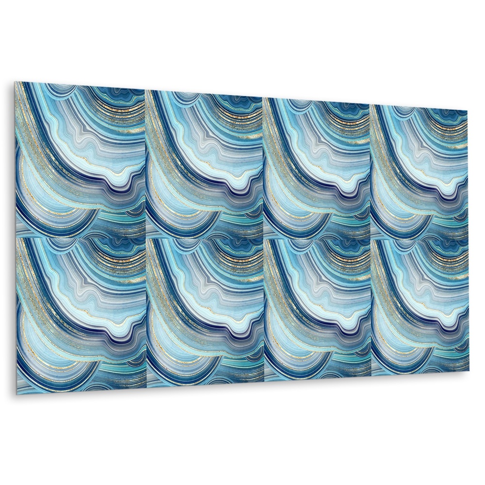 Panou decorativ Valuri albastre abstracte cu accente aurii