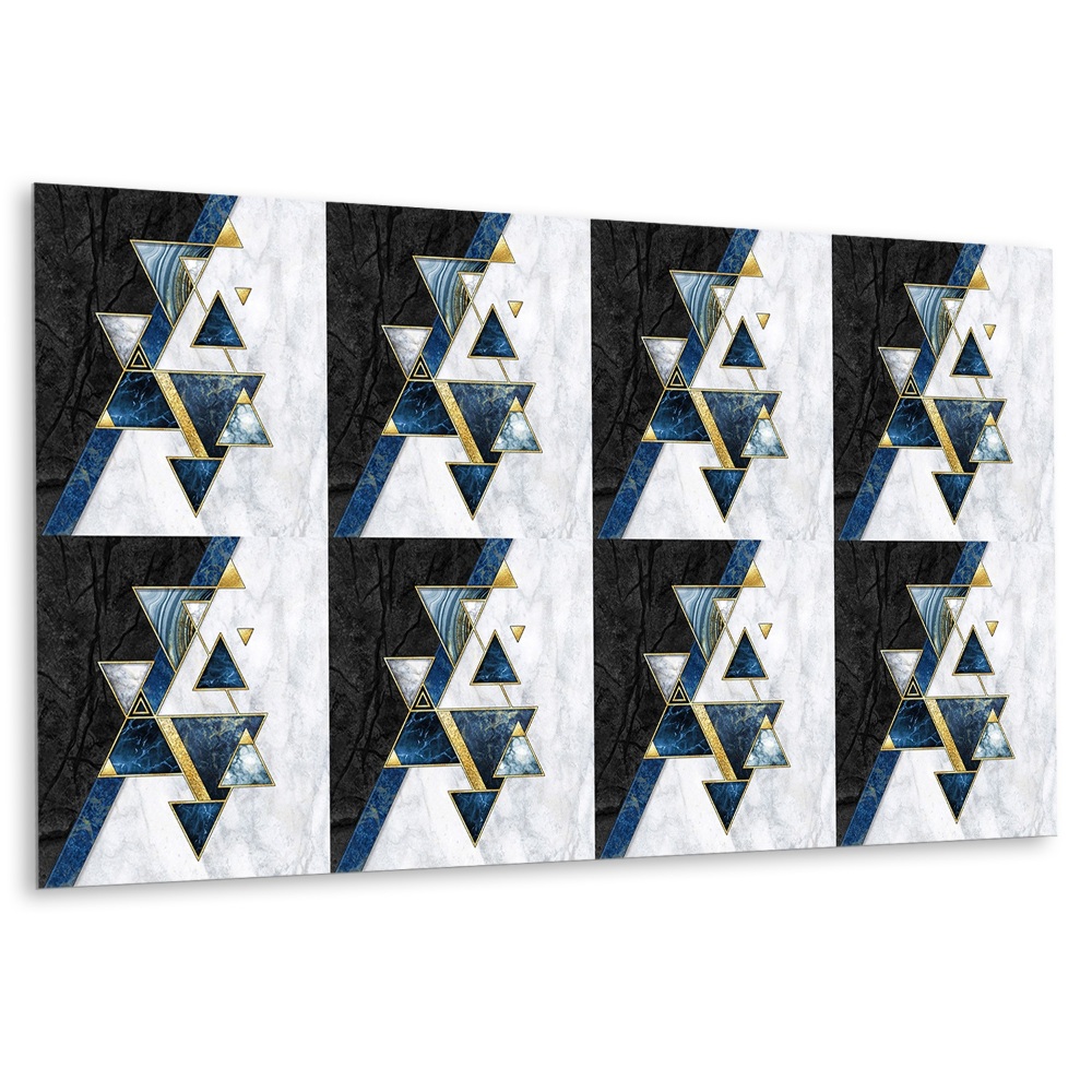 Panou decorativ Geometrie în nuanțe de albastru închis și auriu