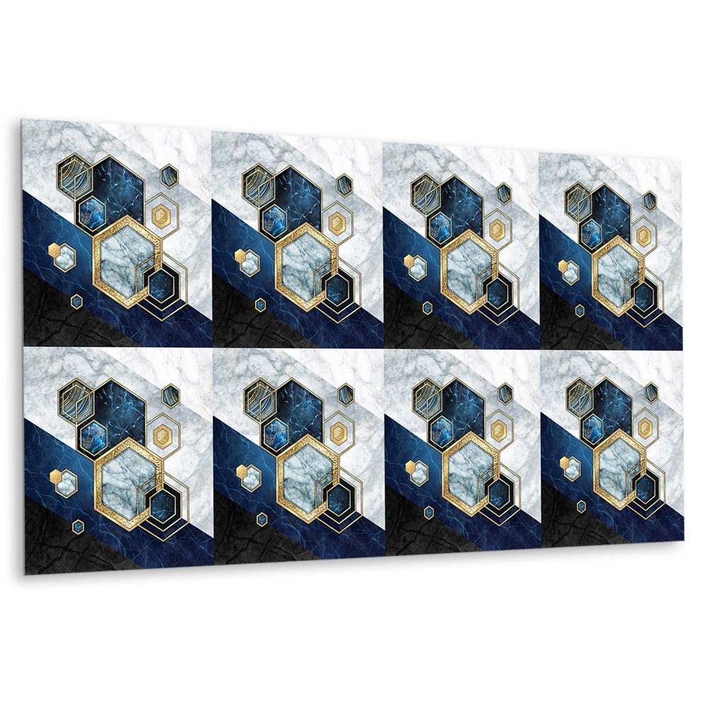 Panou decorativ perete Geometrie de marmură cu accente aurii