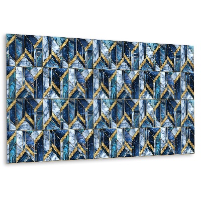 Panou decorativ bucatarie Modele geometrice albastre cu accente aurii