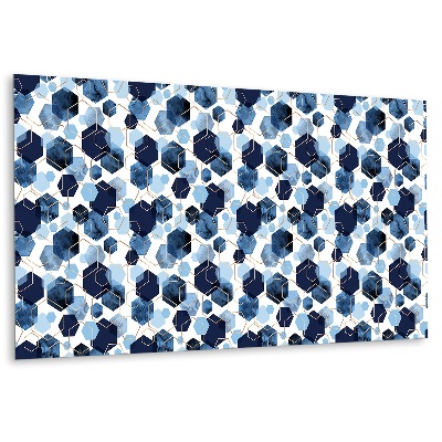 Panou decorativ Hexagone albastre cu accente aurii