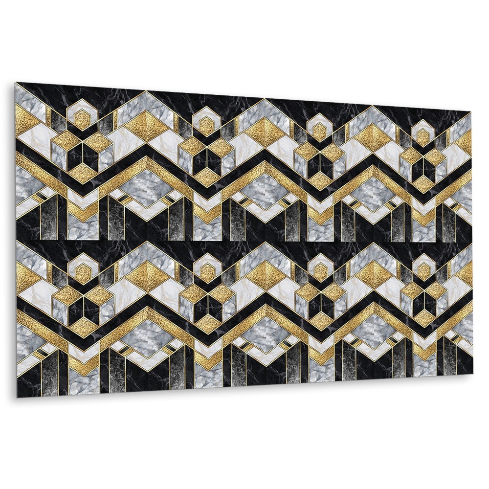 Panou decorativ perete Geometrie în nuanțe de negru și auriu