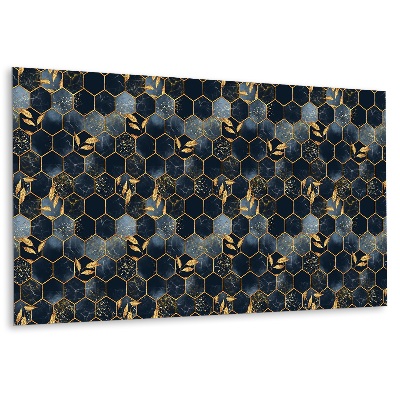 Panou decorativ bucatarie Frunze de aur pe un fundal albastru închis