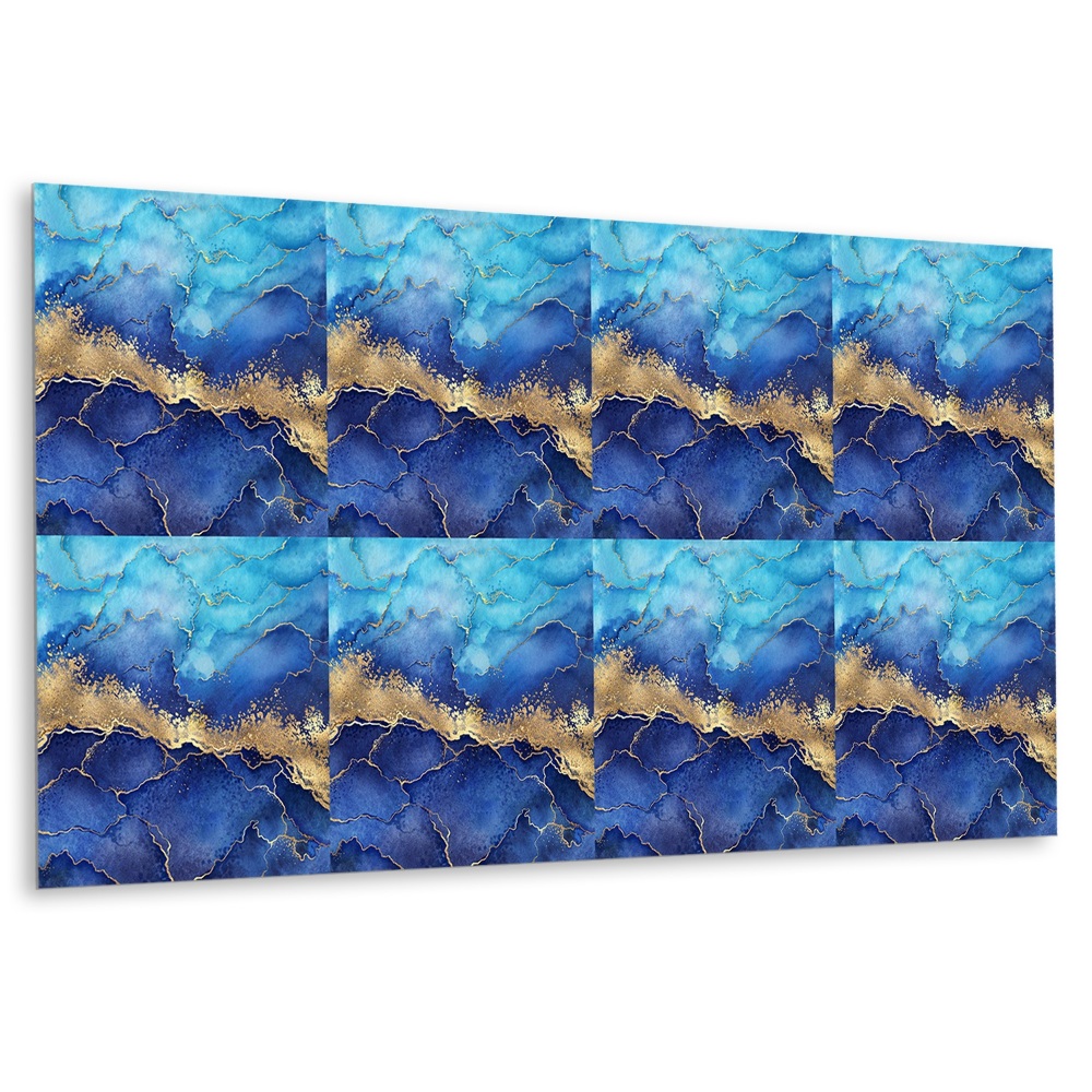 Panou decorativ bucatarie Val de mare cu accente aurii