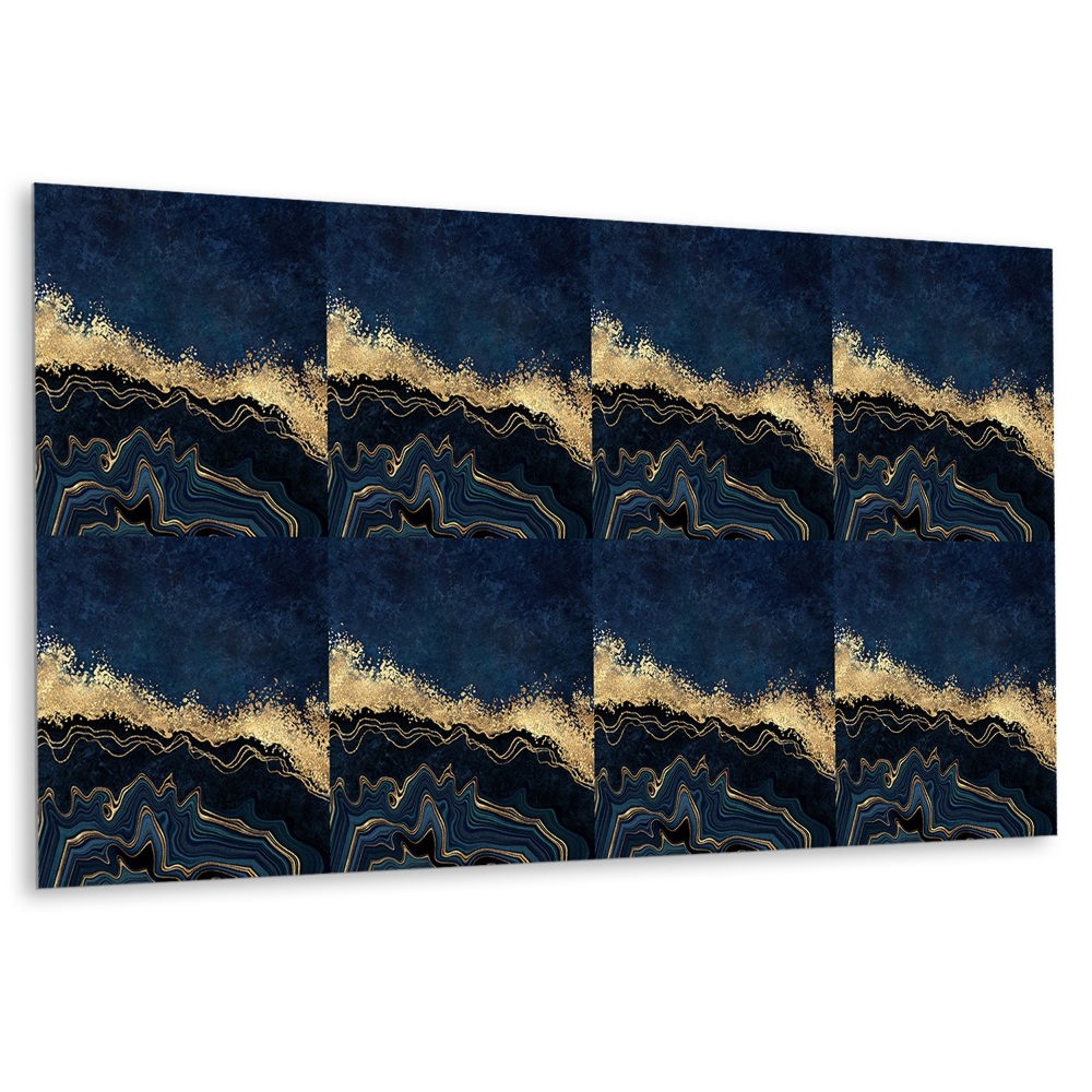 Panou decorativ bucatarie Accente aurii pe un fundal albastru închis