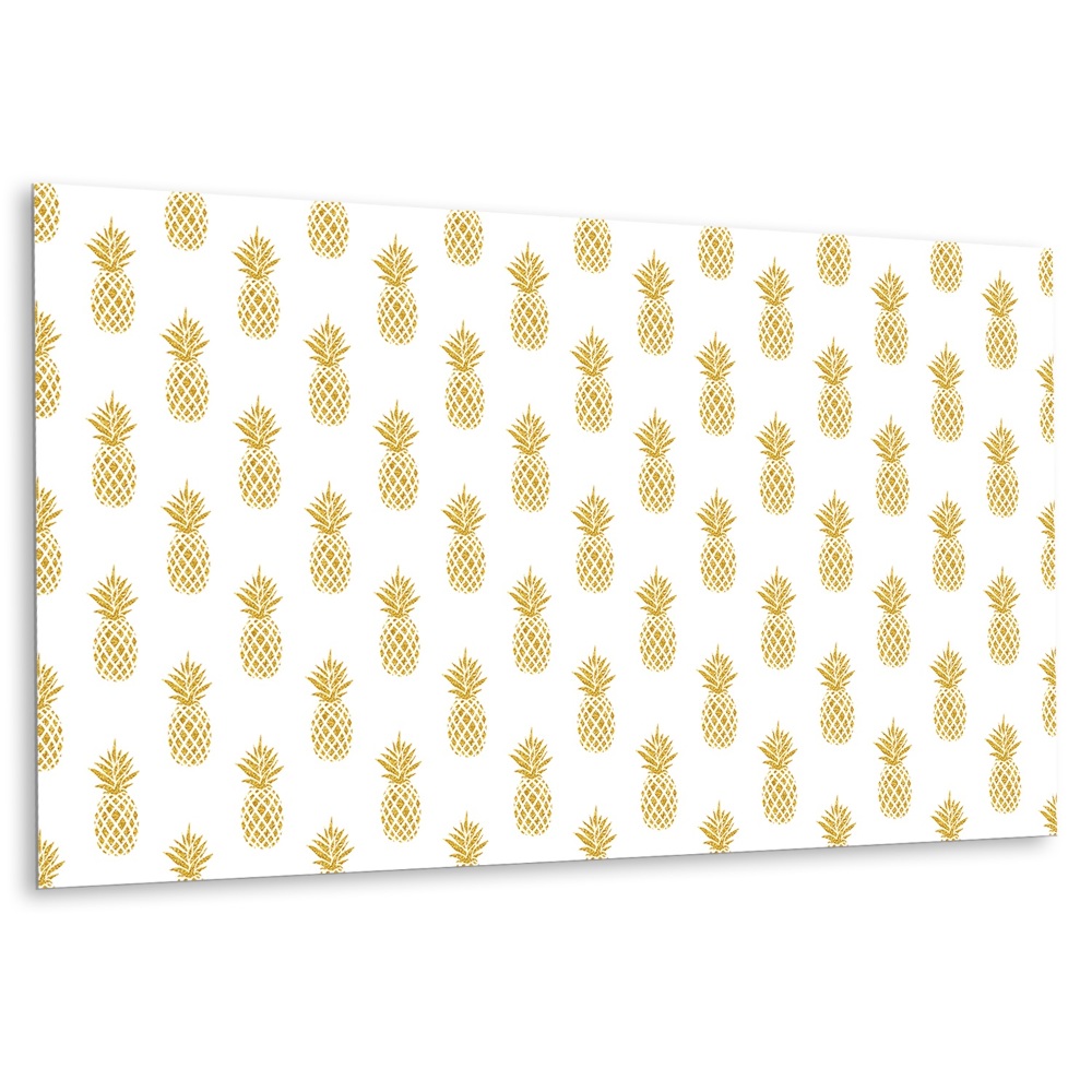 Panou decorativ Ananas auriu pe fundal alb