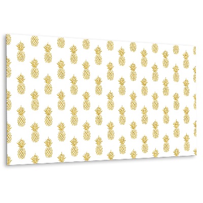 Panou decorativ Ananas auriu pe fundal alb