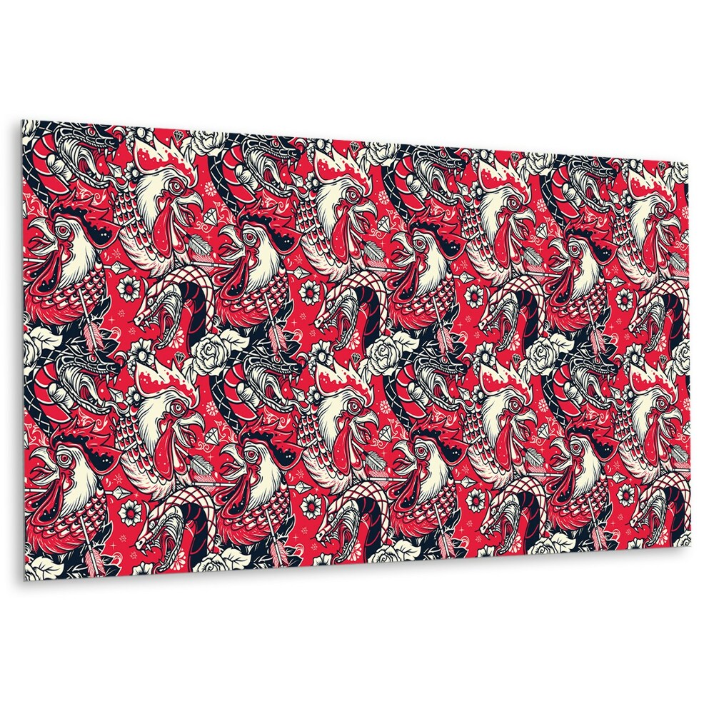 Panou decorativ Motiv de tatuaj cu cocoș și dragon