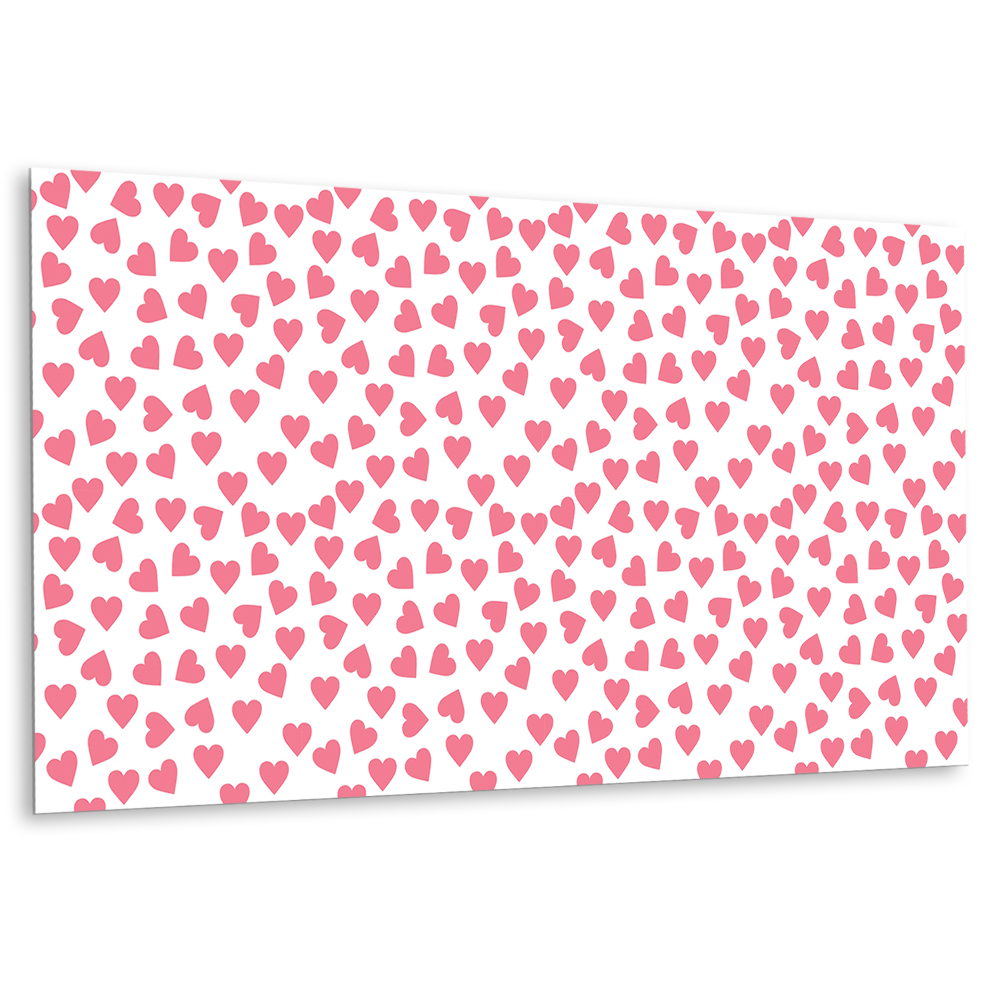Panou decorativ Inimi roz pe fundal alb