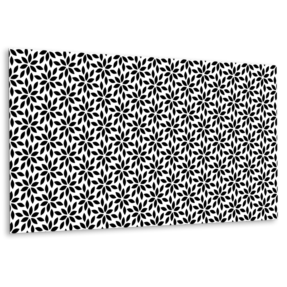 Panou decorativ bucatarie Motiv floral în alb și negru